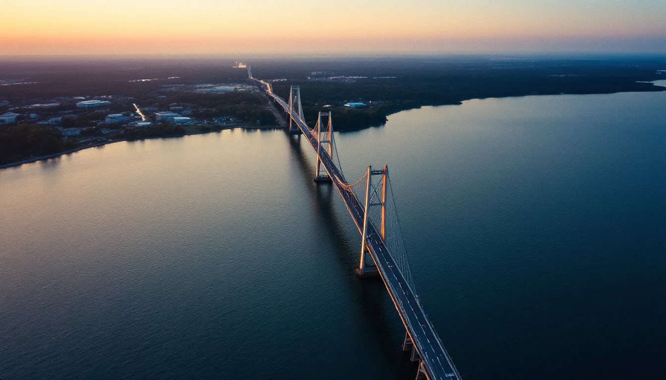 The Chesapeake Bay Bridge at golden hour