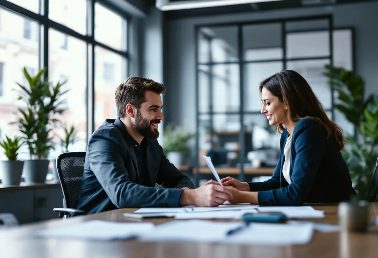 A lender reviewing an acquisition loan with a buyer